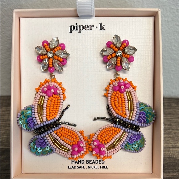 Piper K  Beaded Butterfly 🦋 Earrings - Picture 1 of 4